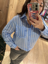 Azzurro Ruffle Blouse Lichtblue