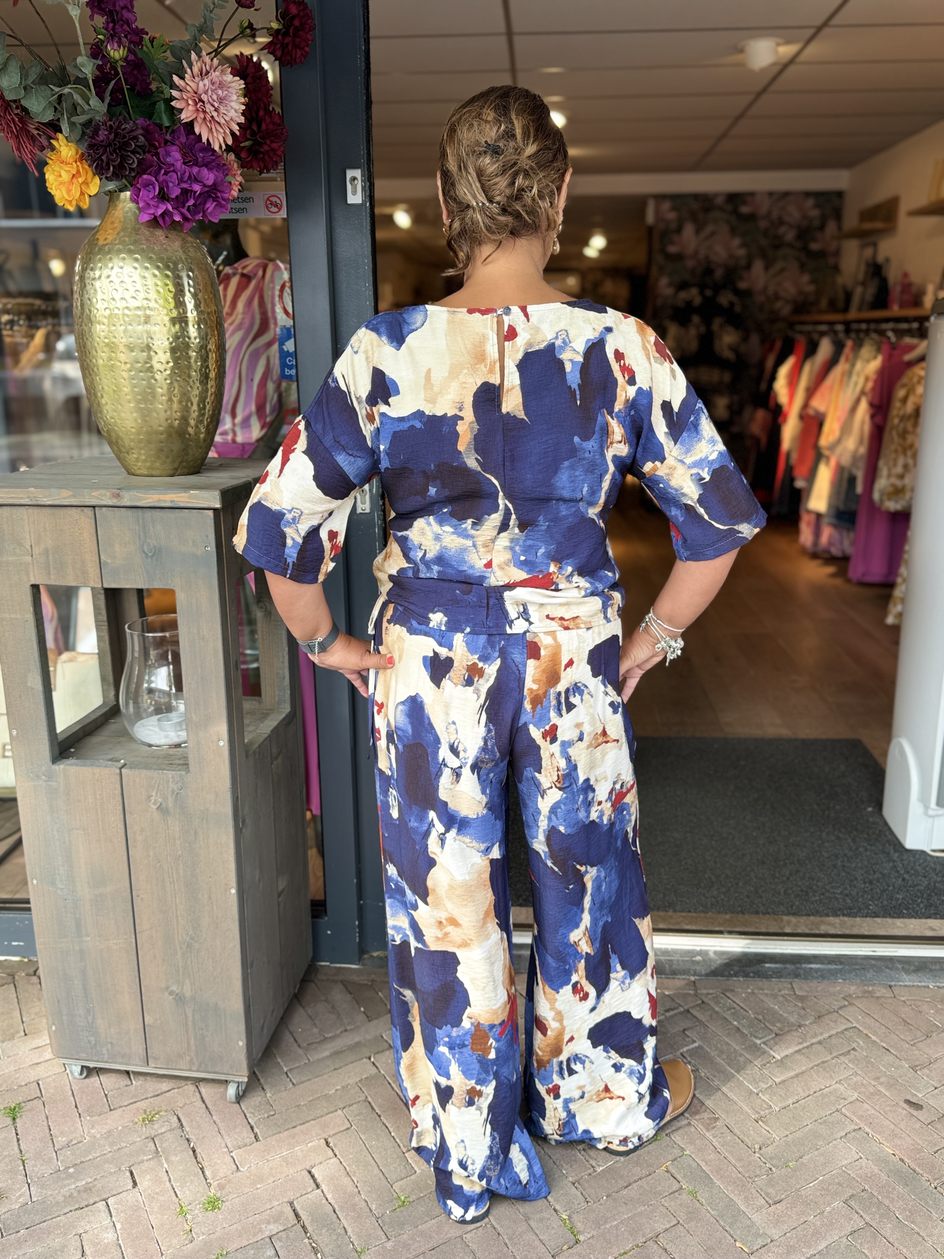 Enjoy Bloemen Blouse Indigo 127073