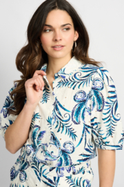 C&S Lucia Blouse Offwhite/Dusty Blue