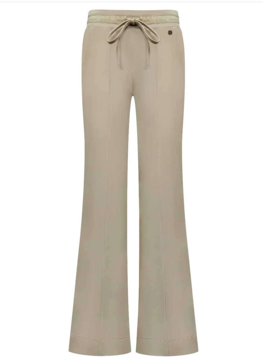 Triple Nine Flare Broek Gold Rib Belt Beige 2304