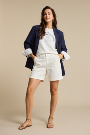 Red Button Terry Sweater Chestprint Offwhite/Darkblue 4850