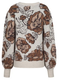 C&S Kirsa Knit Pullover Wool White/Dark Walnut