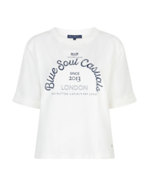 Red Button Terry Sweater Chestprint Offwhite/Darkblue 4850