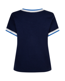 Red Button Jerry V-Neck Striped Rib Darkblue 4977