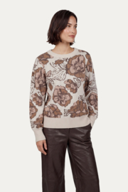 C&S Kirsa Knit Pullover Wool White/Dark Walnut