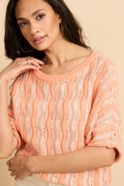 G-Maxx Gwenore Knitting Top Warm Coral/Offwhite