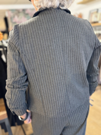 Red Button Skipper Punta Pinstripe Grey Melange