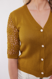 C&S Trento Cardigan Mustard Olive