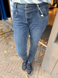 Red Button Sienna Grey/Blue Jeans Embroidery