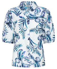 C&S Lucia Blouse Offwhite/Dusty Blue