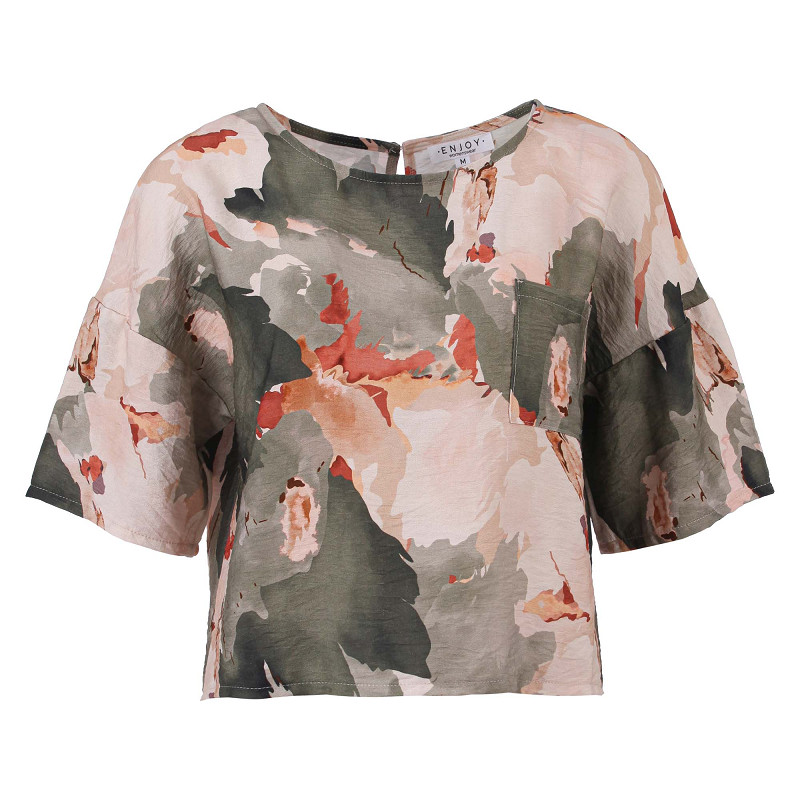 Enjoy Bloemen Blouse Army 127073