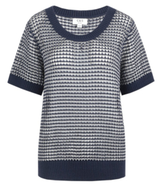 C&S Annabelle Knit Top Navy/Silver