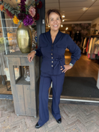 Triple Nine Blouse Cargo Pockets and Belt Navy 5926