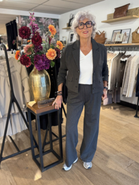 Red Button Skipper Punta Pinstripe Grey Melange