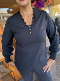 Triple Nine Travel Blouse Bloemen Knop Black 6933