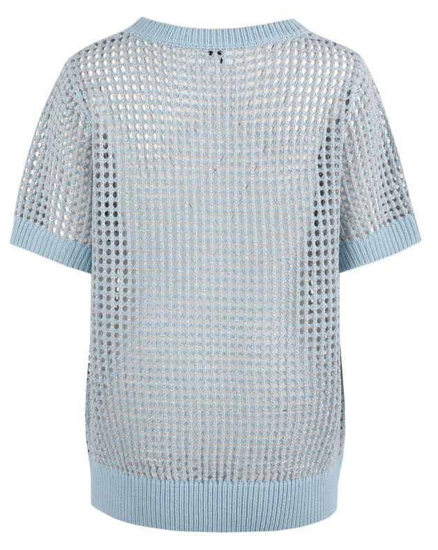 C&S Annabelle Knit Top Stone Blue/Silver