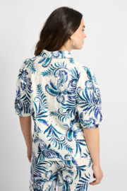 C&S Lucia Blouse Offwhite/Dusty Blue