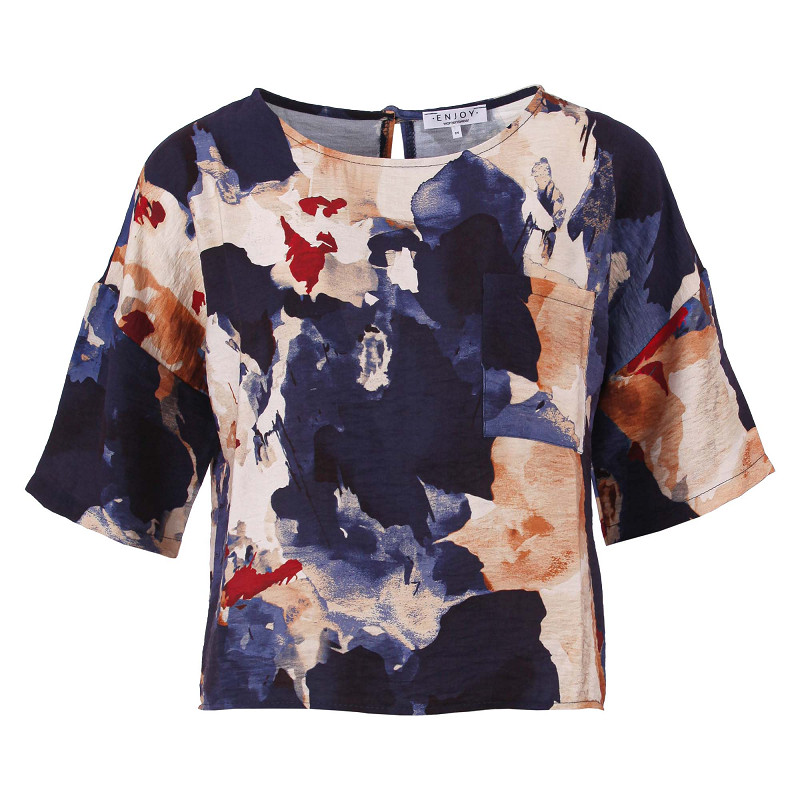 Enjoy Bloemen Blouse Indigo 127073