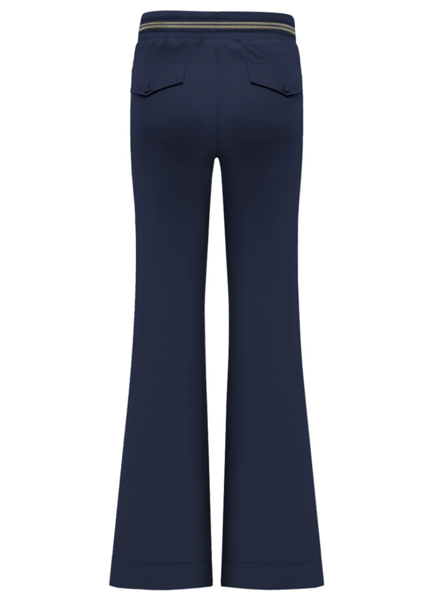 Triple Nine Flare Broek Gold Rib Belt Navy 2304