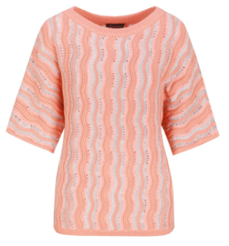 G-Maxx Gwenore Knitting Top Warm Coral/Offwhite