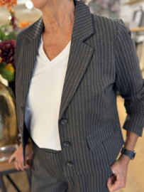 Red Button Skipper Punta Pinstripe Grey Melange