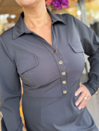 Triple Nine Jurk Button Black 51810