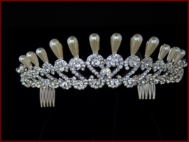 Kroon- Tiara met Parels en Strass (614)