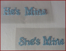 HE’S MINE en SHE’S MINE Schoenstickers Zilver - Blauw