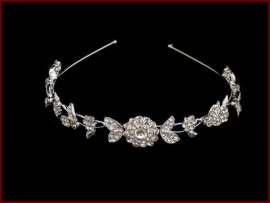 Diadeem- Tiara Bloemen met strass steentjes (602)