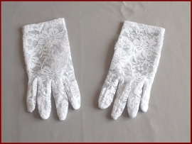 Handschoen van rekbaar kant wit (89)