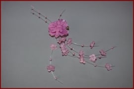 Haarklem met bloemetjes en kraaltjes Roze (454)