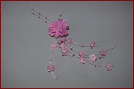 Haarklem met bloemetjes en kraaltjes Roze (454)