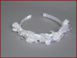 Haarband bloemen wit en Ivoor (407)
