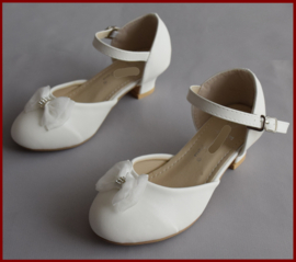 (Bruids)meisjes schoenen ivoor met strik/strass Maat 24 t/m 35 (364)