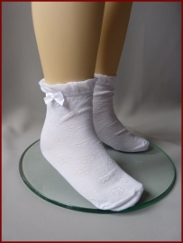 Sokken met strikje Ivoor en Wit. Maat 15 - 35 (52)
