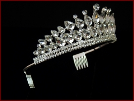 Kroon- Tiara met Glas en Strass steentjes (609)