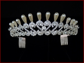 Kroon- Tiara met Parels en Strass (614)