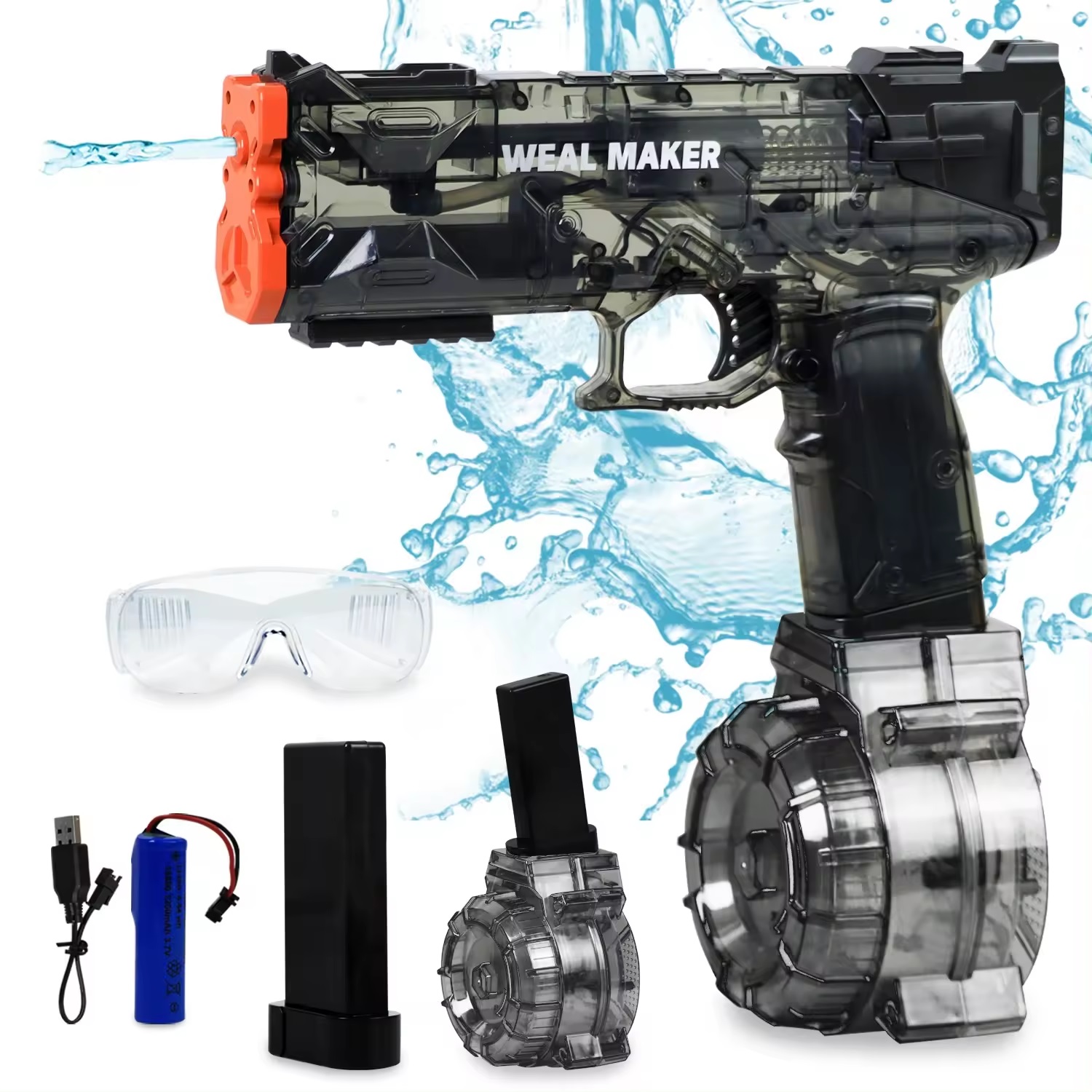Elektrisch waterpistool met terugslag -  Zwart