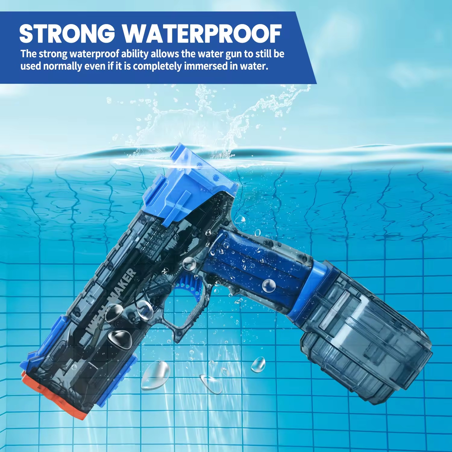 Elektrisch waterpistool met terugslag -  Blauw