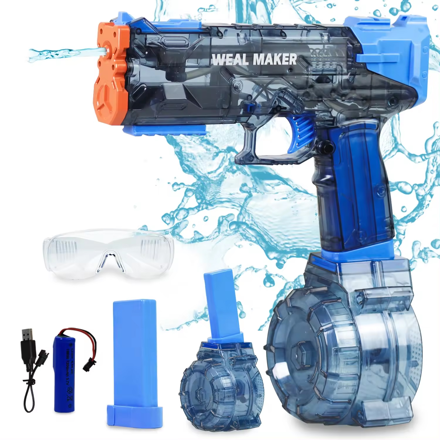 Elektrisch waterpistool met terugslag -  Blauw