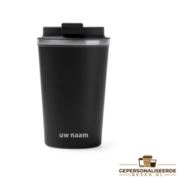 RVS Koffie To Go beker - Thermosbeker - Zwart - 450 ml * GRATIS Personalisatie mogelijk *