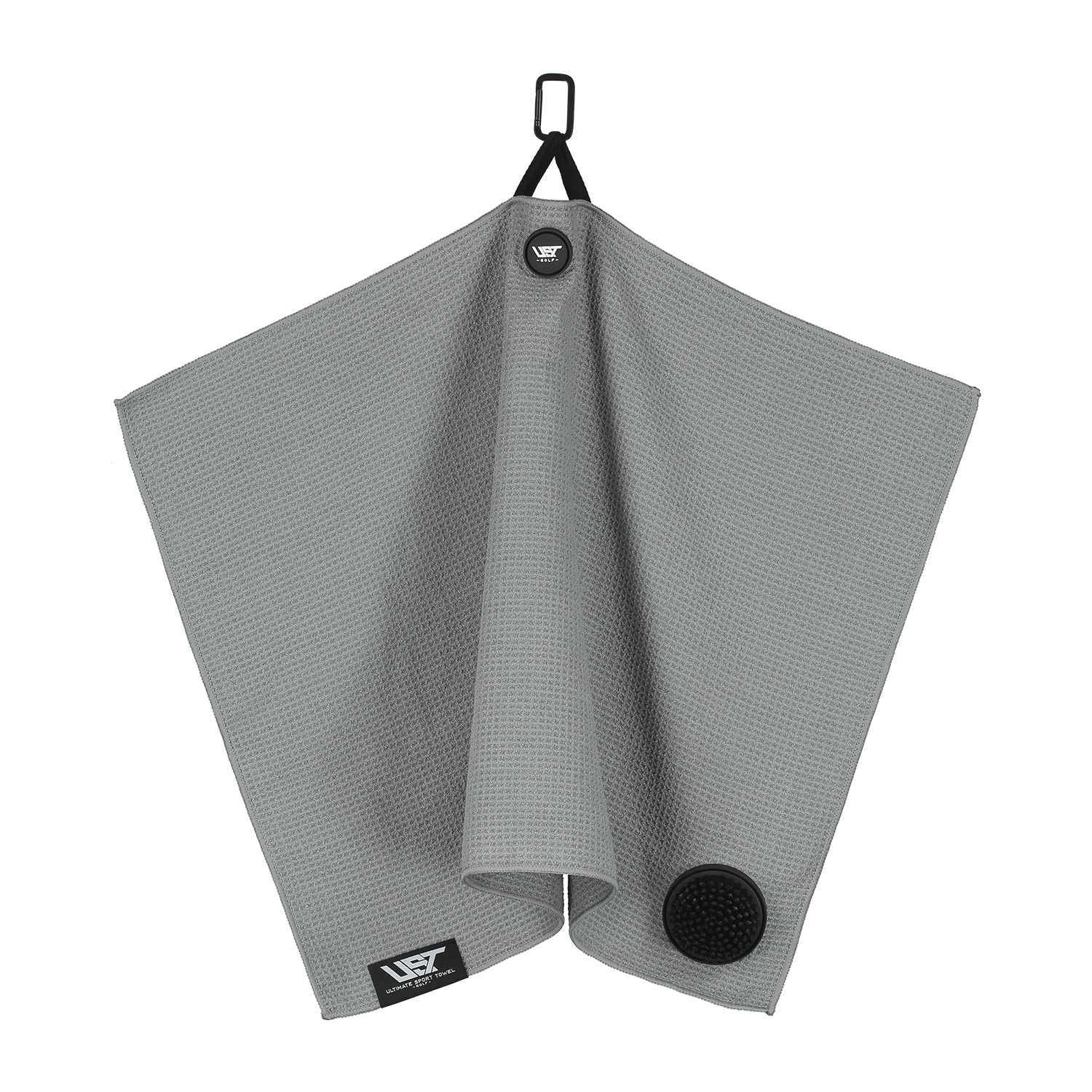 UST Golf handdoek - Geïntegreerde borstel - Ophang magneet - Grijs