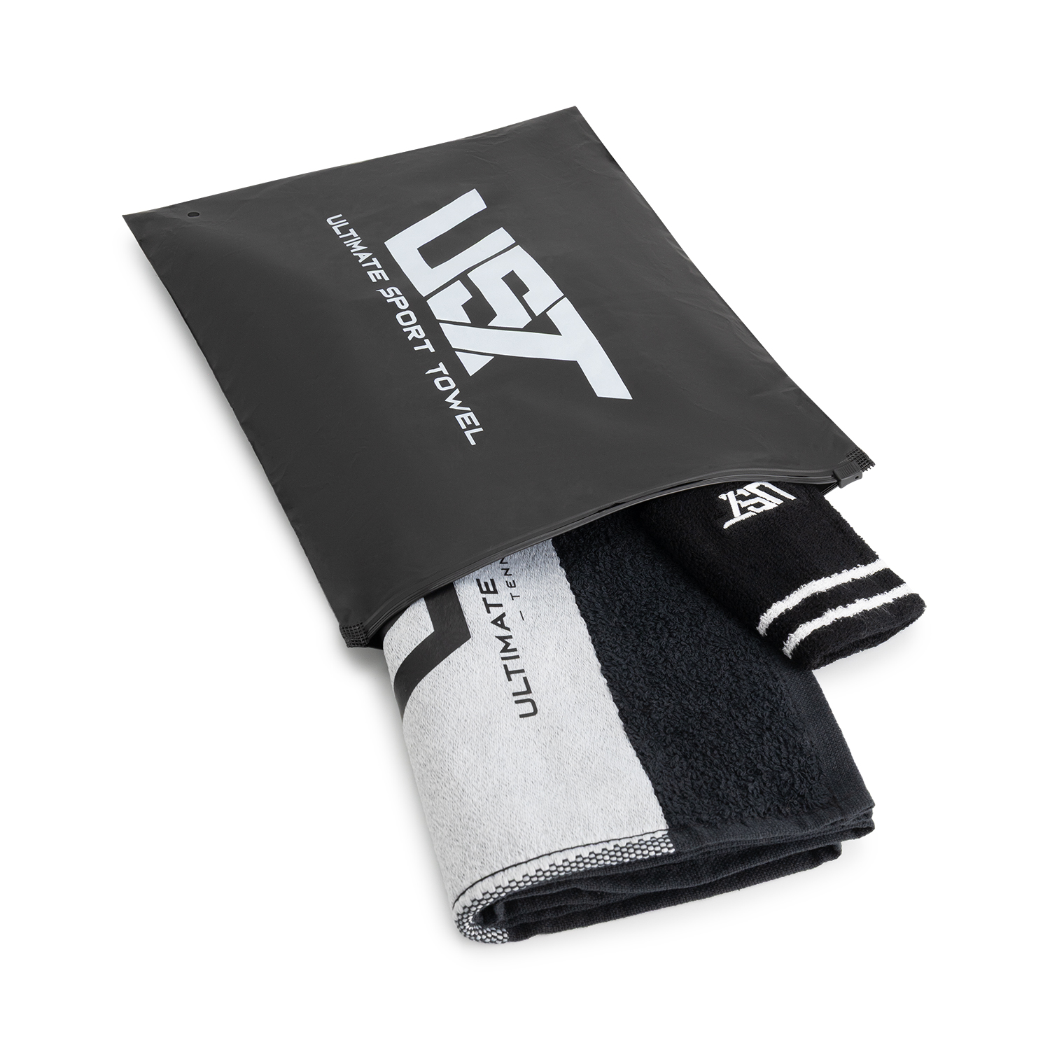 UST Sporthanddoek + Polszweetband - Tennis & Padel - Zwart