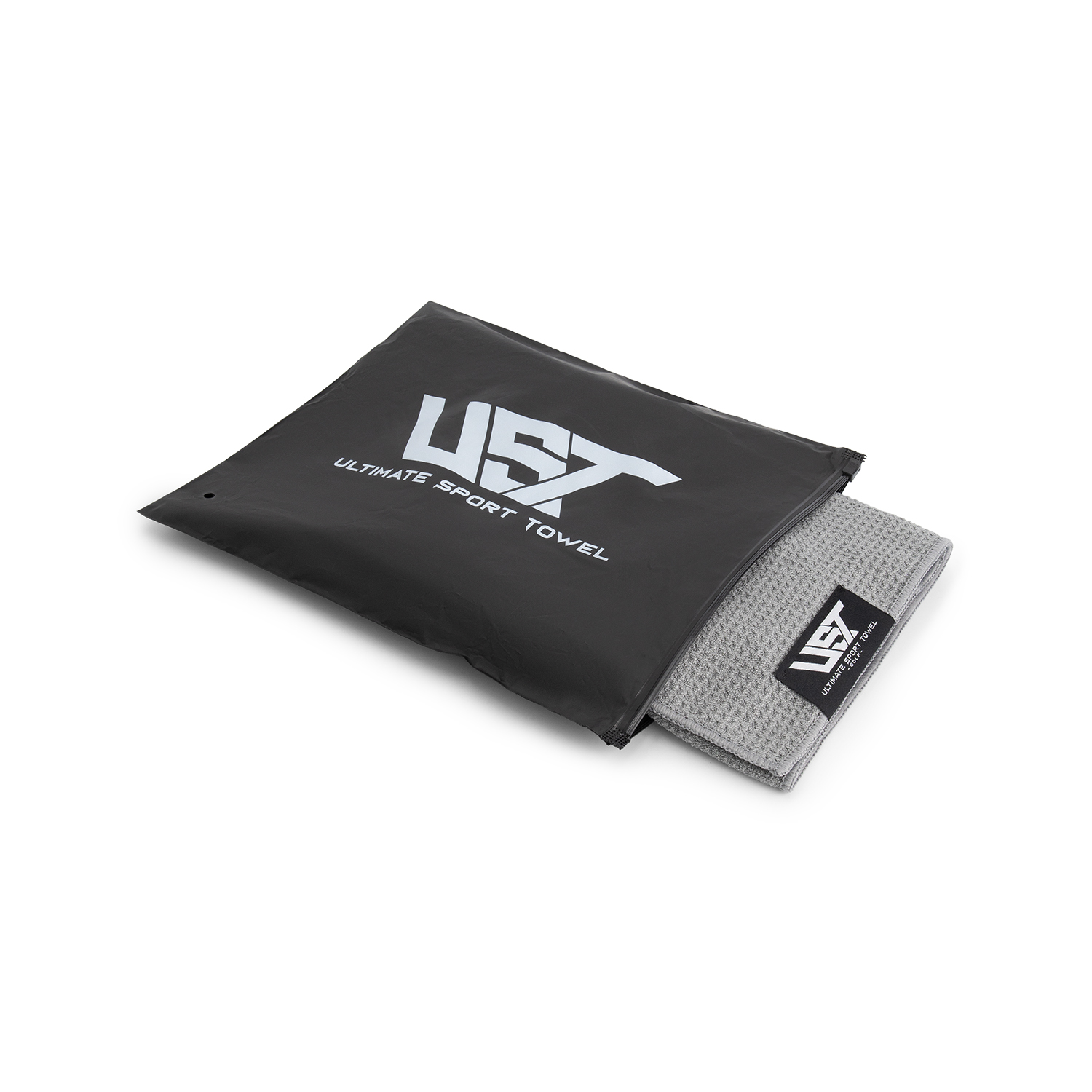 UST Golf handdoek - Geïntegreerde borstel - Ophang magneet - Grijs