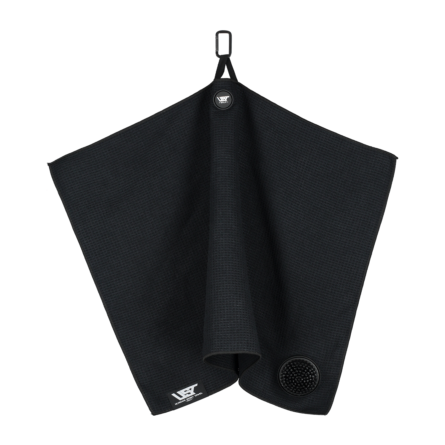 UST Golf handdoek - Geïntegreerde borstel - Ophang magneet - Zwart