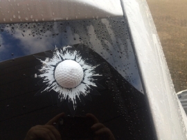 Golfbal door ruit sticker
