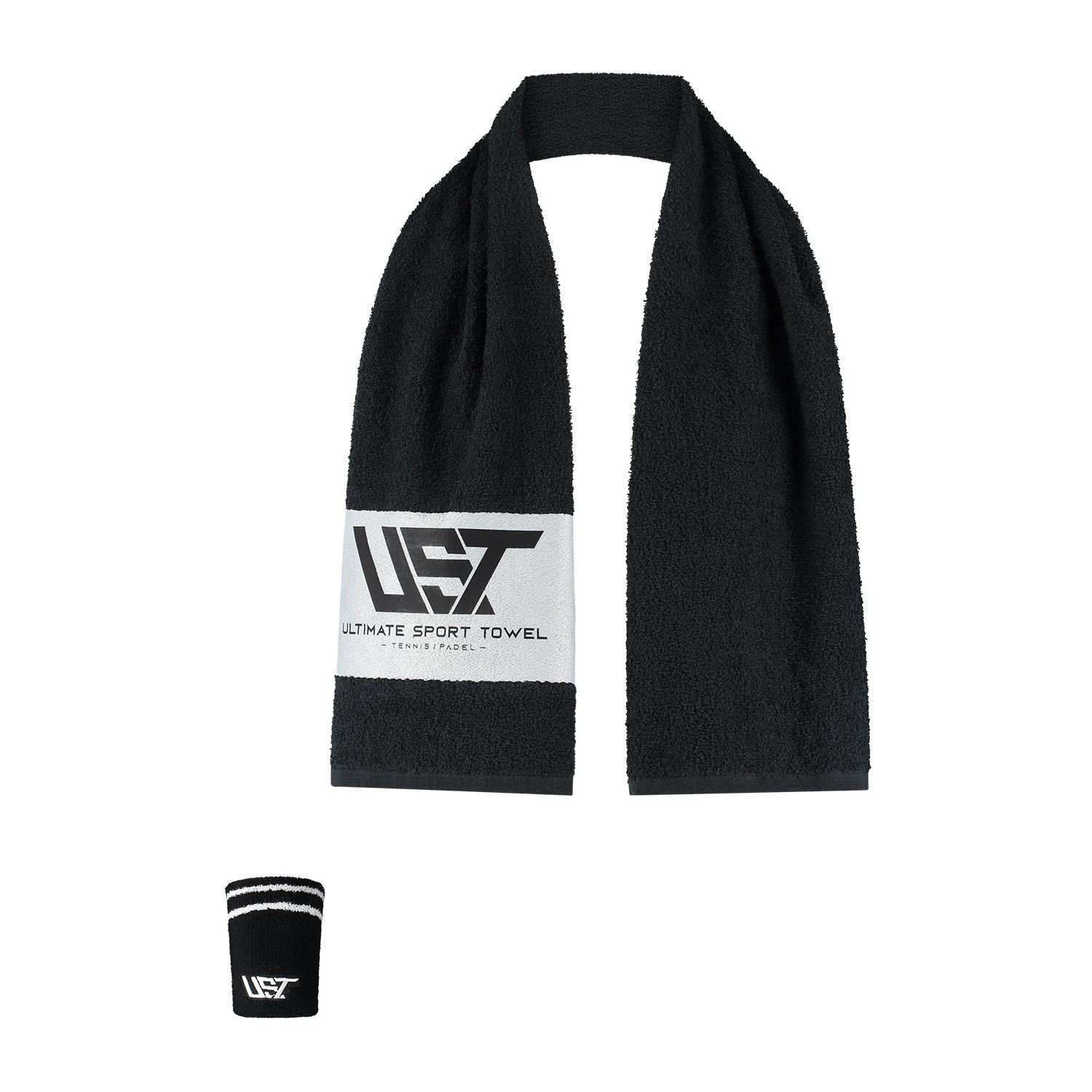 UST Sporthanddoek + Polszweetband - Tennis & Padel - Zwart