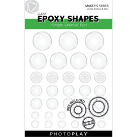 PhotoPlay Clear Epoxy Shapes With Die Circles & Buttons preorder