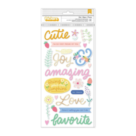 American Crafts Hello Little Girl Thickers Stickers 50/Pkg Phrase, Gold Foil