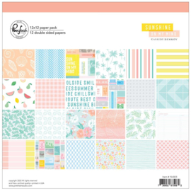 Pinkfresh Studio Double-Sided Paper Pack 12"X12" 12/Pkg Sunshine On My Mind, 12 Designs/1 Each 